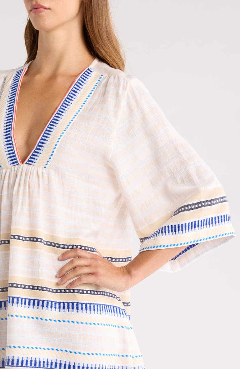 lemlem Belkis Cotton Blend Cover-Up Caftan, Alternate, color, Iniku Shell