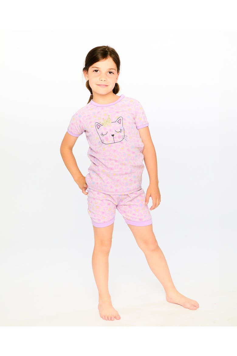 Organic Cotton Animal Two-Piece Pyjama Set, Alternate, color, Purple Animal Print
