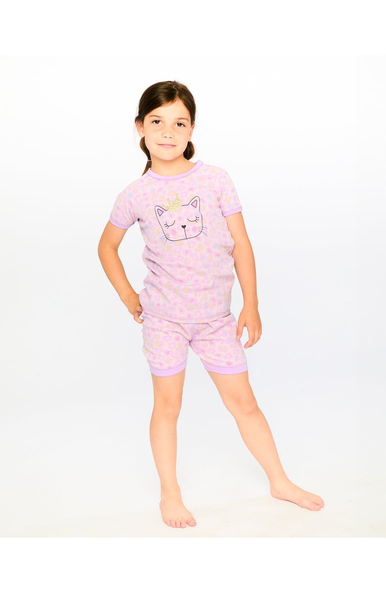 Deux par Deux Organic Cotton Animal Print Two-Piece Pyjama Set, Alternate, color, Purple Animal Print