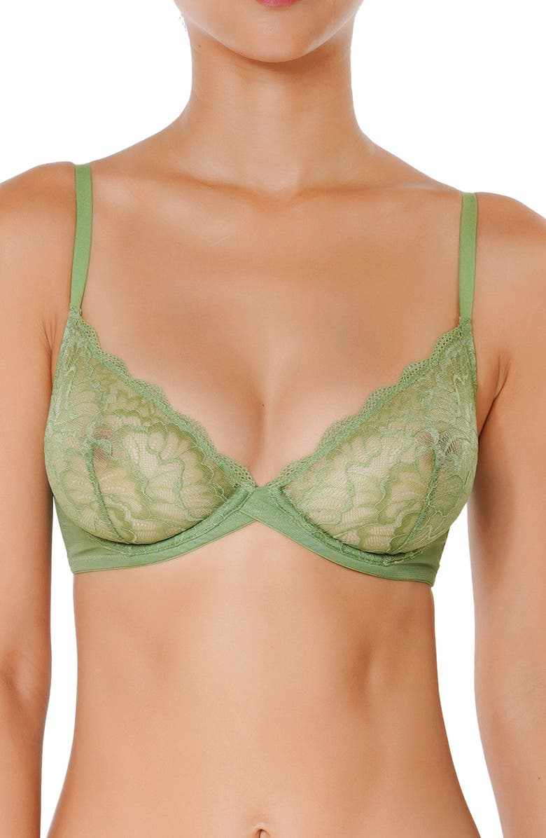 Huit Lenna Green Lace Underwire Bra, Main, color, Green