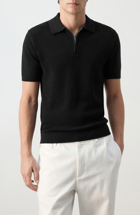 Zip Cotton Knit Polo