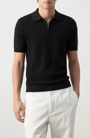 MANGO Zip Cotton Knit Polo
