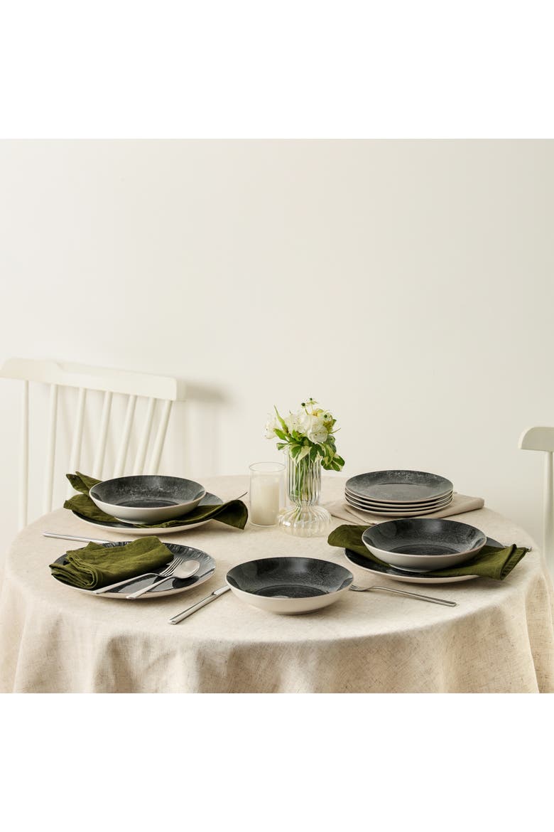 Onyx 12-Piece Dinnerware Set Porcelain, Service for 4, Alternate, color, Black and Gold
