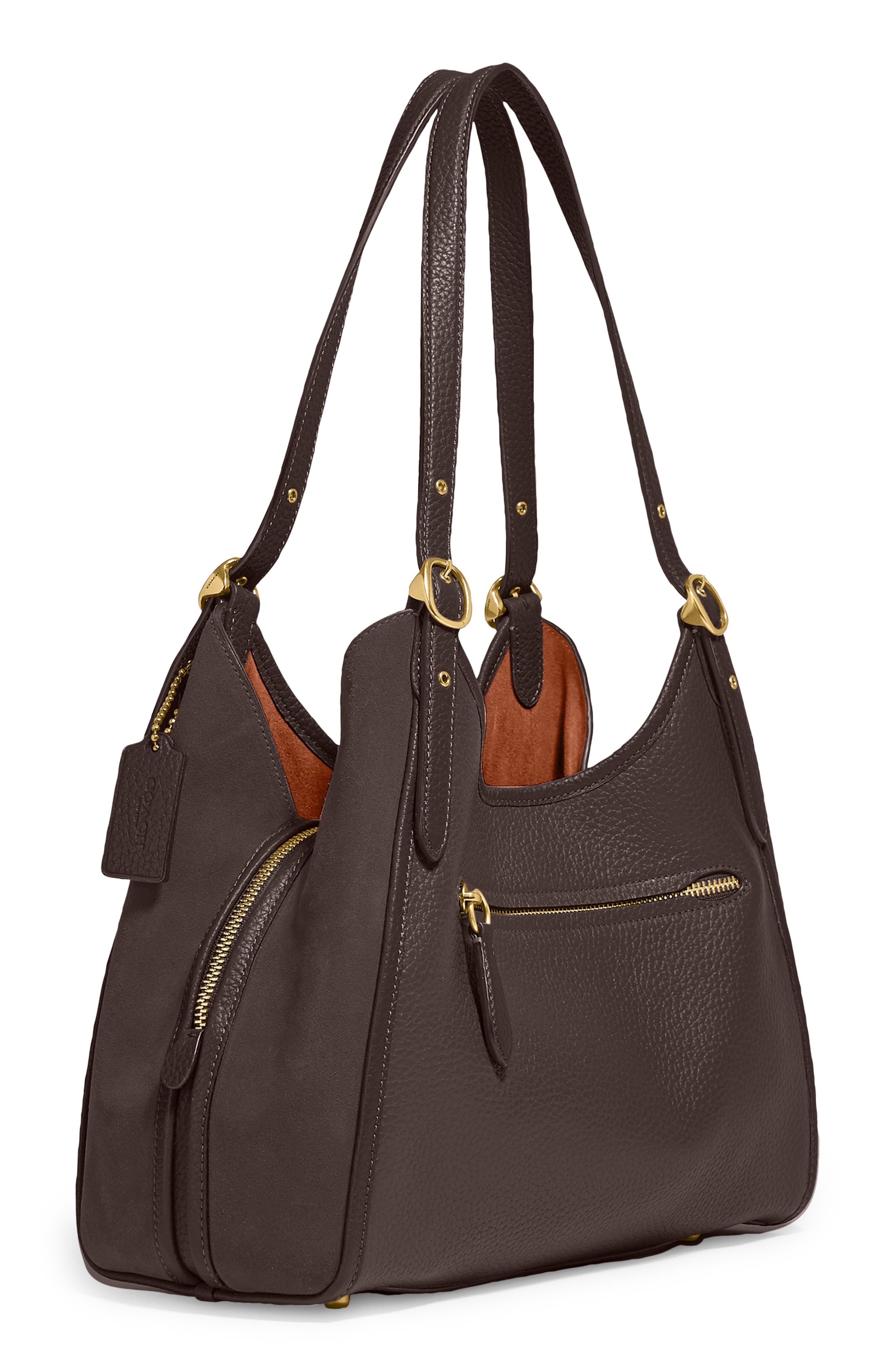 COACH Leather & Suede Shoulder Bag, Alternate, color, 