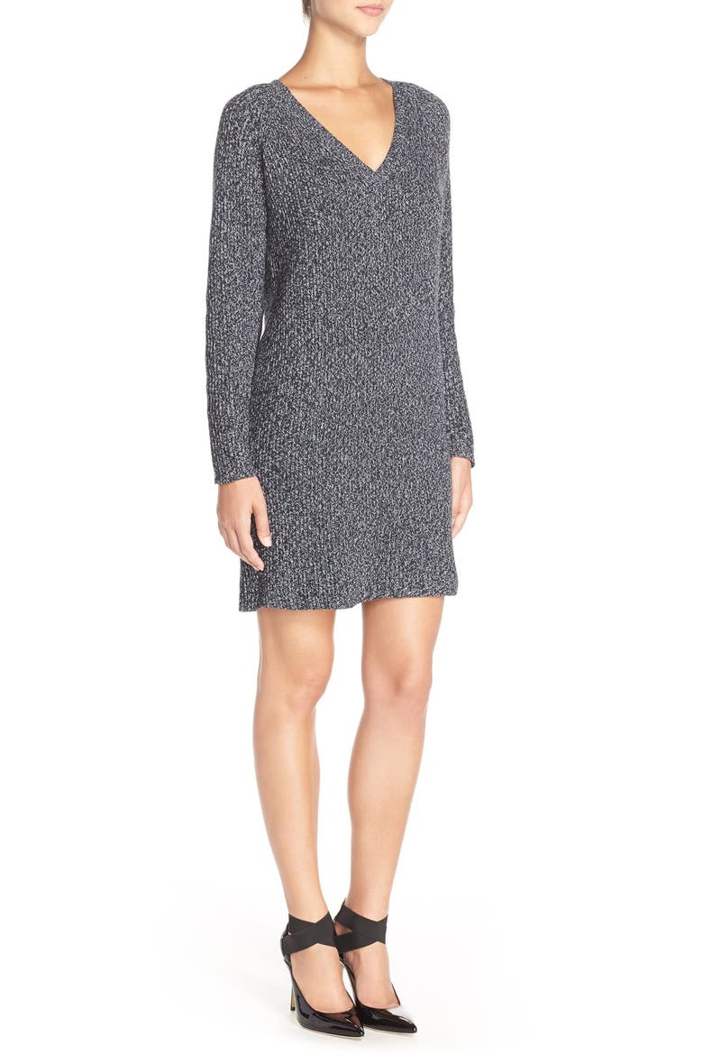 'Naughty Brights' Cotton Sweater Dress, Alternate, color, BLACK/ WHITE