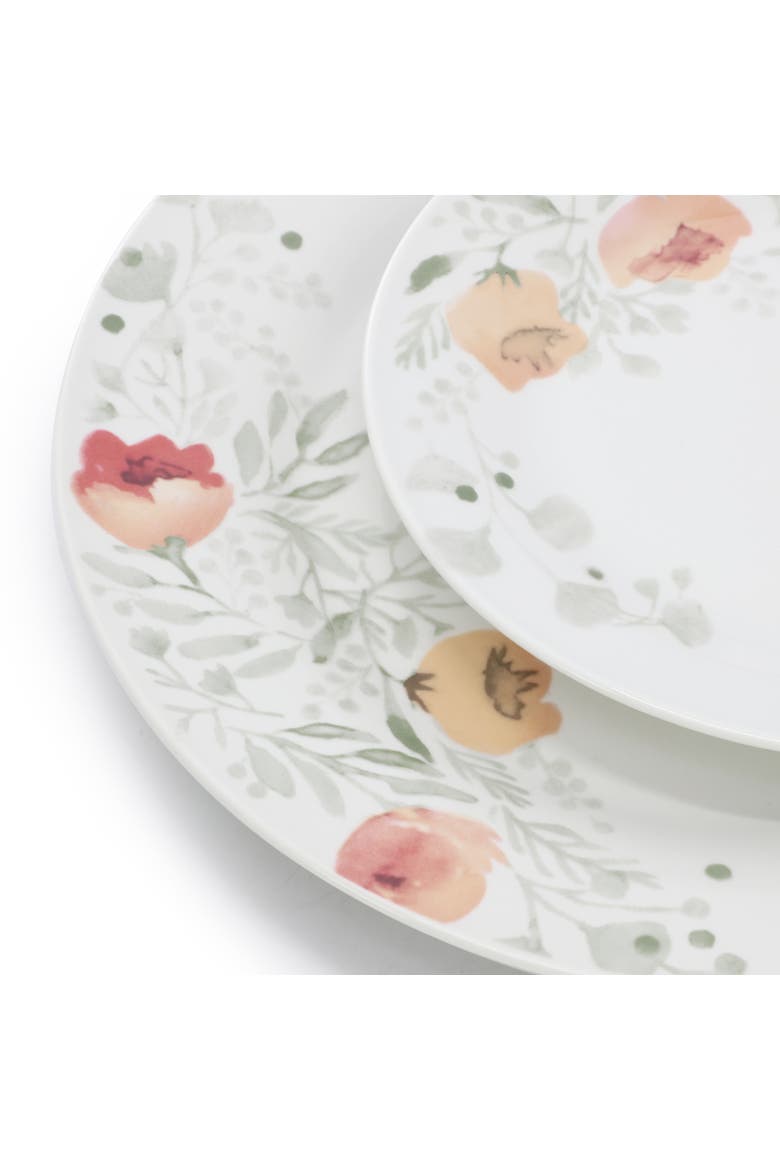 Poppy 24 Piece Porcelain Double Bowl Dinnerware Set, Alternate, color, White