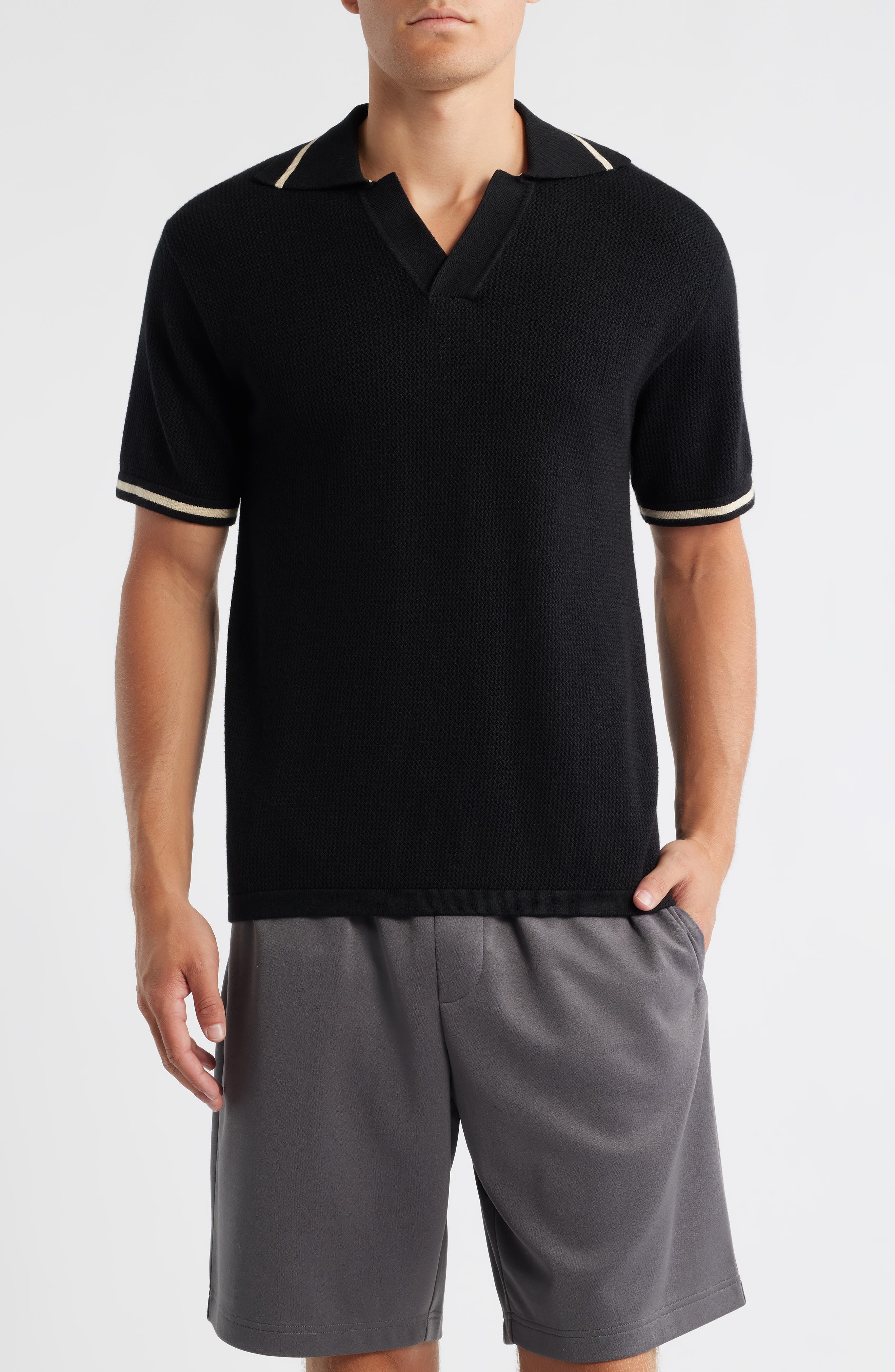 Textured Polo Sweater