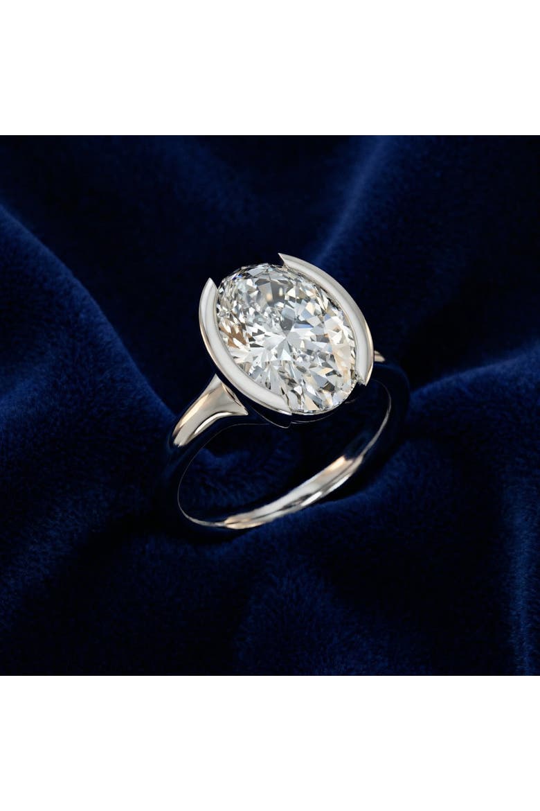 Certified Terresa 3Ct Oval Diamond Engagement Half Bezel Ring Lab Grown, Alternate, color, 14k White Gold