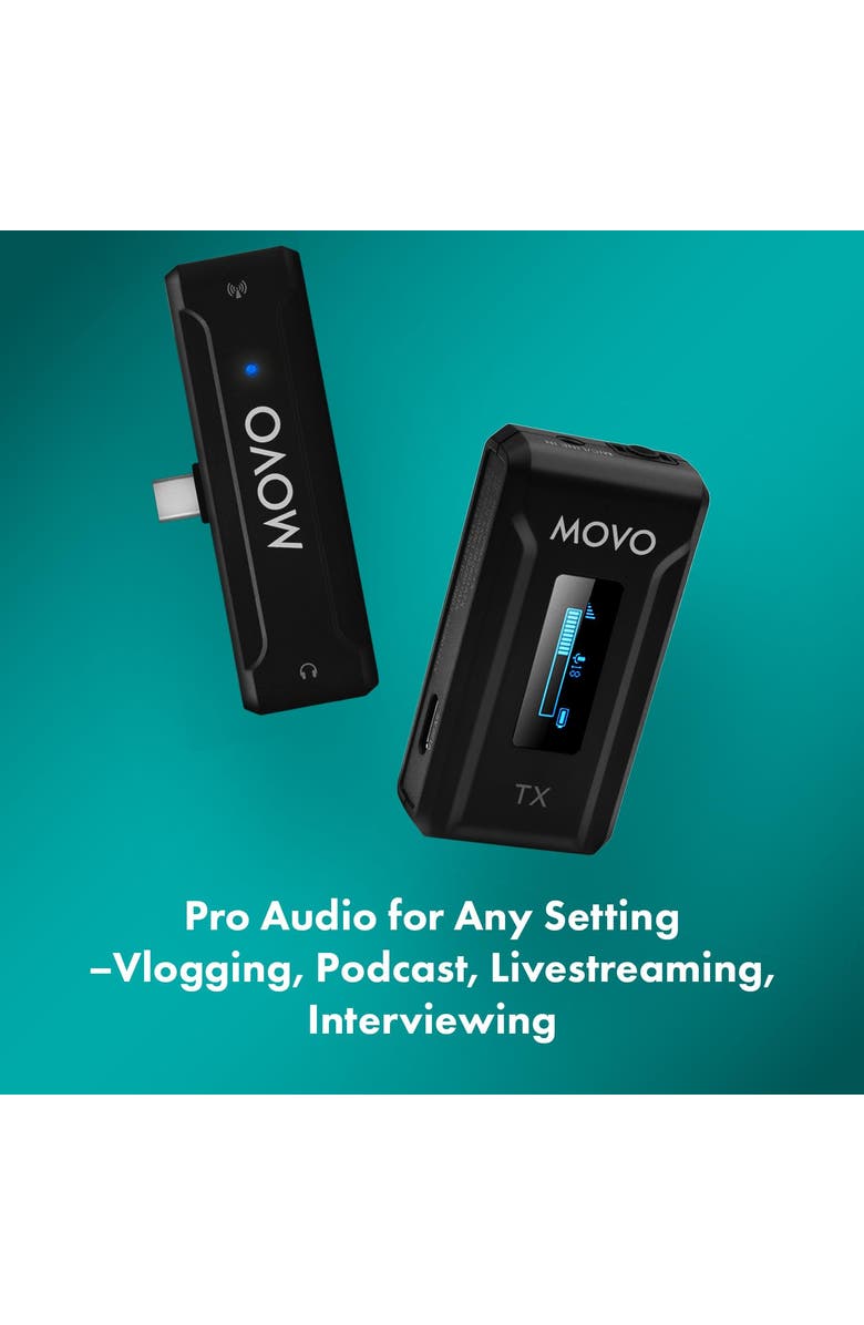 MOVO WMX-2-C Wireless Microphone for USB-C Devices, Alternate, color, Black