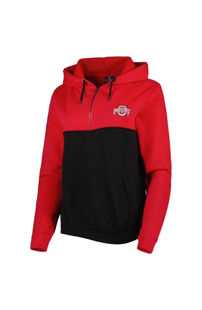 COLOSSEUM Women's Colosseum Black/Scarlet Ohio State Buckeyes Aidan Lightweight Half-Zip Hoodie, Alternate, color, Black