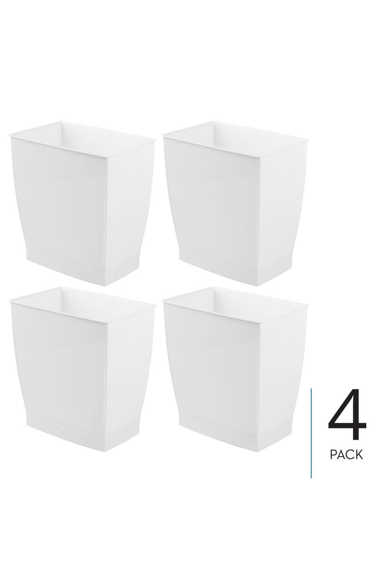 Rectangular Trash Can, 2.5 Gal. / 9.5 Liter, 4-Pack, White, Made in USA, Alternate, color, White