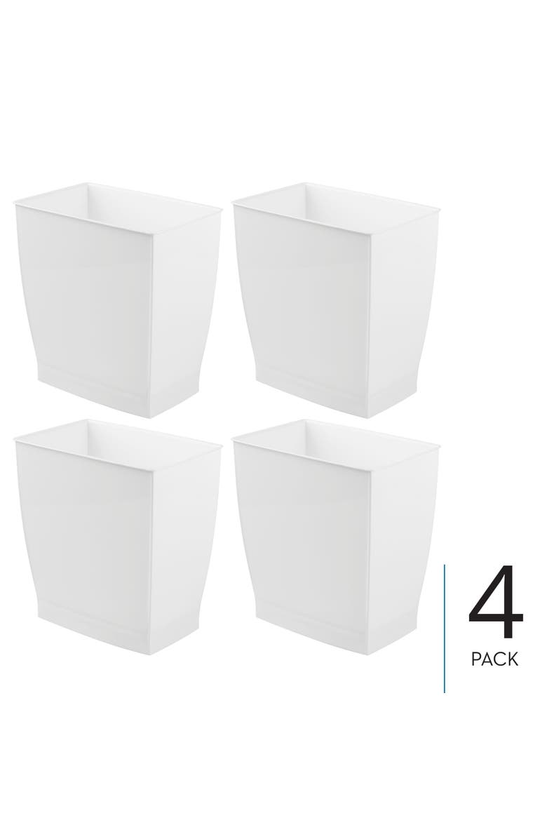 Mono Rectangular Trash Can, 2.5 Gal. / 9.5 Liter, 4-Pack, White, Made in USA, Alternate, color, White