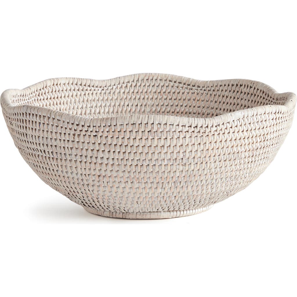 Napa Home & Garden Burma Rattan Scalloped Edge Decorative Bowl In White