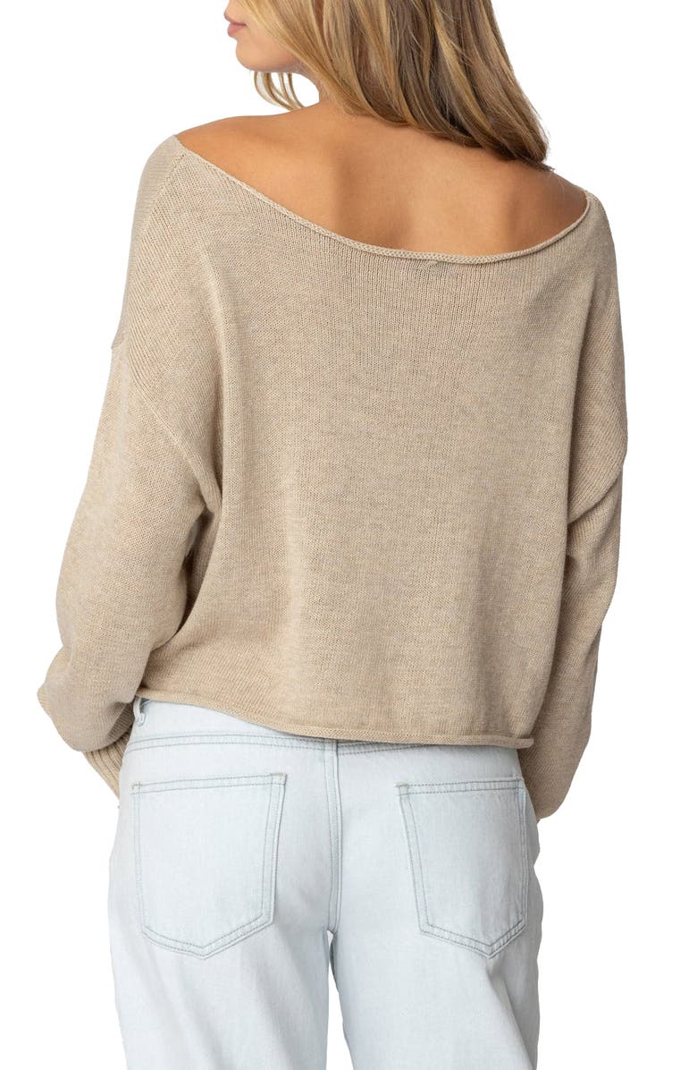 EDIKTED Aviv Boxy Wide Neck Sweater, Alternate, color, Beige