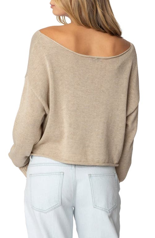 Edikted Aviv Boxy Wide Neck Sweater In Beige