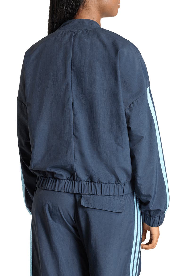 3-Stripes Windbreaker Bomber Jacket, Alternate, color, NIGHT NAVY/ ICEY BLUE