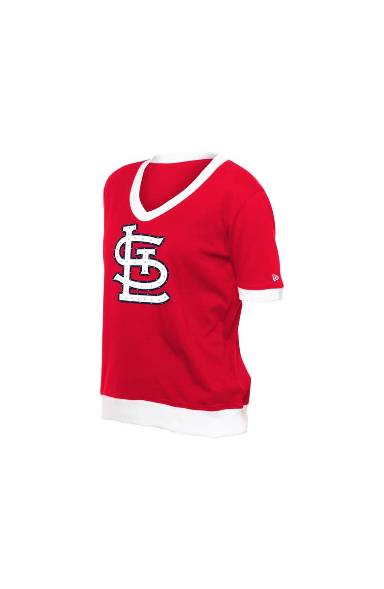 New Era Women's New Era  Red St. Louis Cardinals Game Day Rhinestone V-Neck T-Shirt, Alternate, color, Red