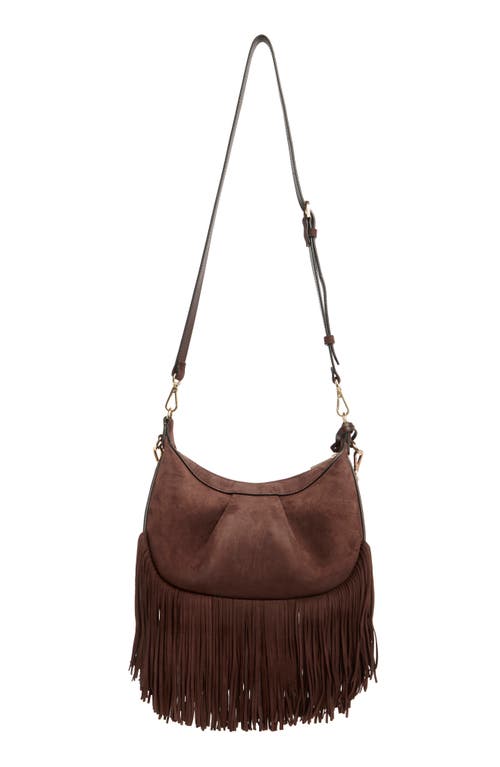 Stuart Weitzman Crescent Fringe Crossbody Bag In Brown