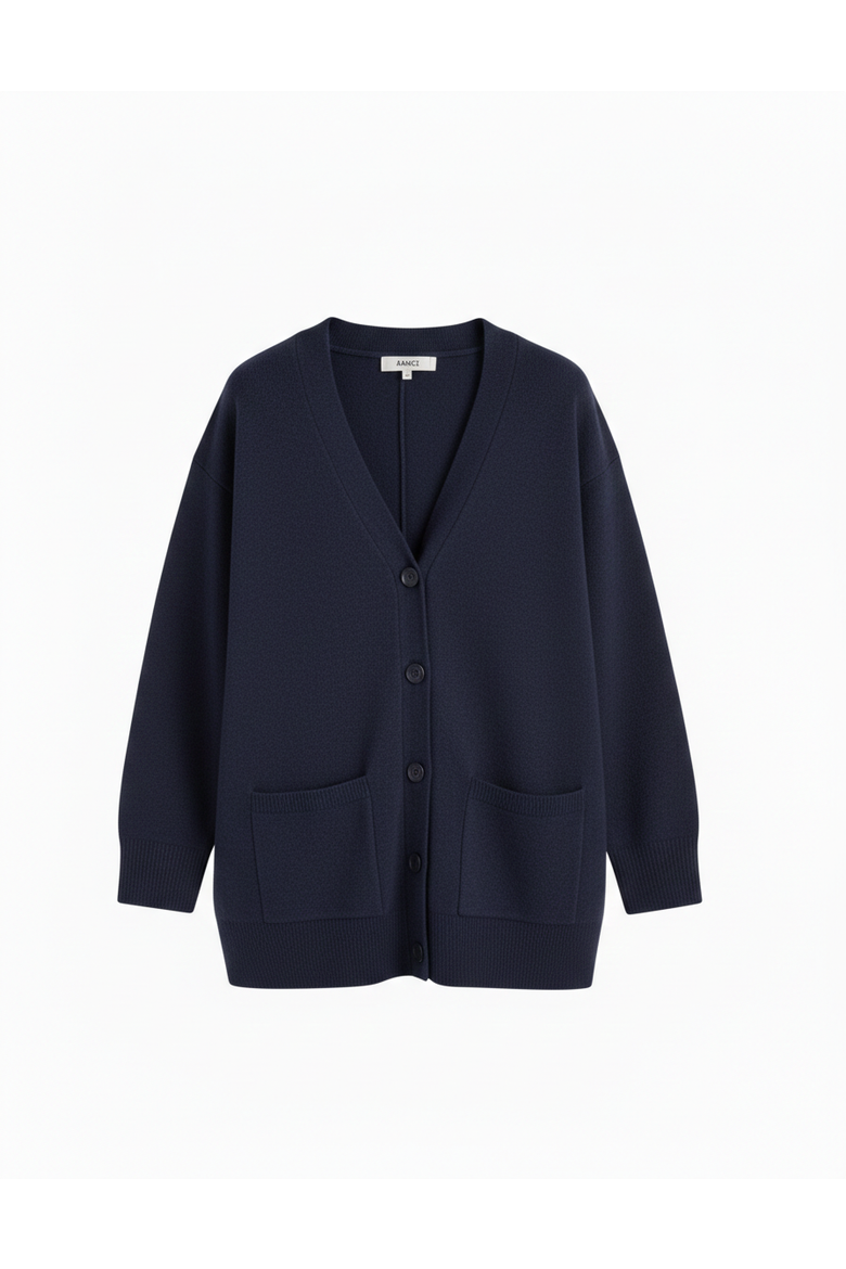 Wool-cashmere Long Cardigan, Alternate, color, Navy
