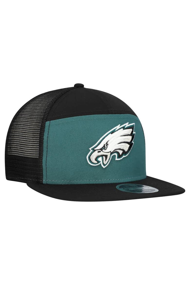 Men's New Era Midnight Green/Black Philadelphia Eagles Outdoor Split Panel 9FIFTY Snapback Hat, Alternate, color, Green