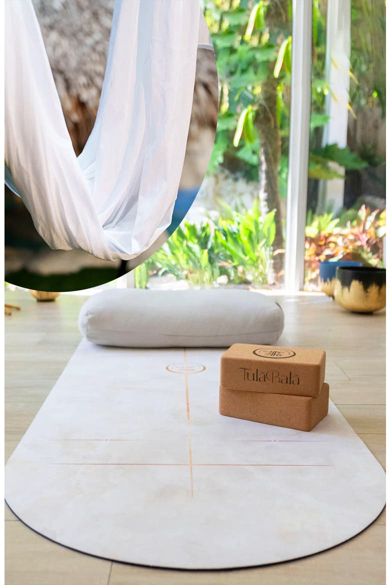 Align & Fly Classic Curved Yoga Mat set - Coconut PU, Alternate, color, White Marble