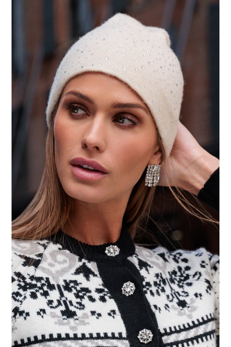 Norah Crystal Beanie, Alternate, color, white