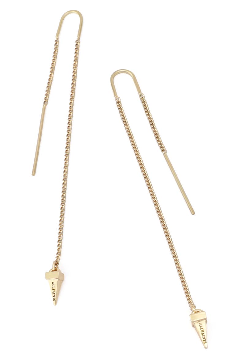 Spike Threader Earrings, Alternate, color, SHINY GOLD