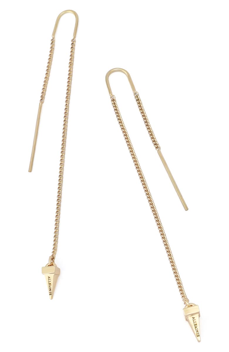 AllSaints Spike Threader Earrings, Alternate, color, Shiny Gold