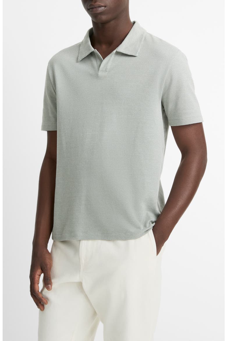 Johnny Collar Houndstooth Cotton Polo, Alternate, color, BROAD LEAF/ OPTIC WHITE