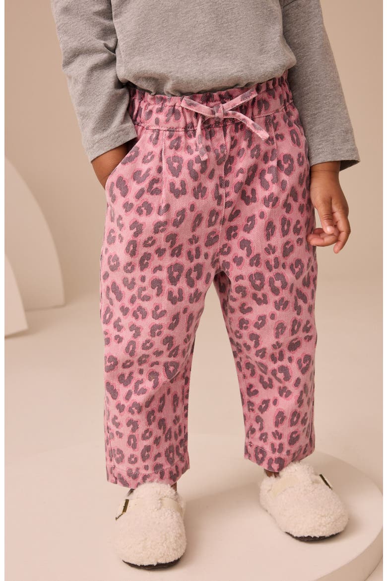 Kids' Leopard Print Drawstring Jeans, Alternate, color, PINK MULTI