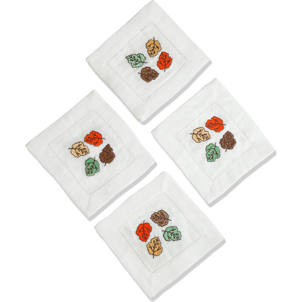 Tiramisu Set Of 4 Embroidered Coasters In Multi