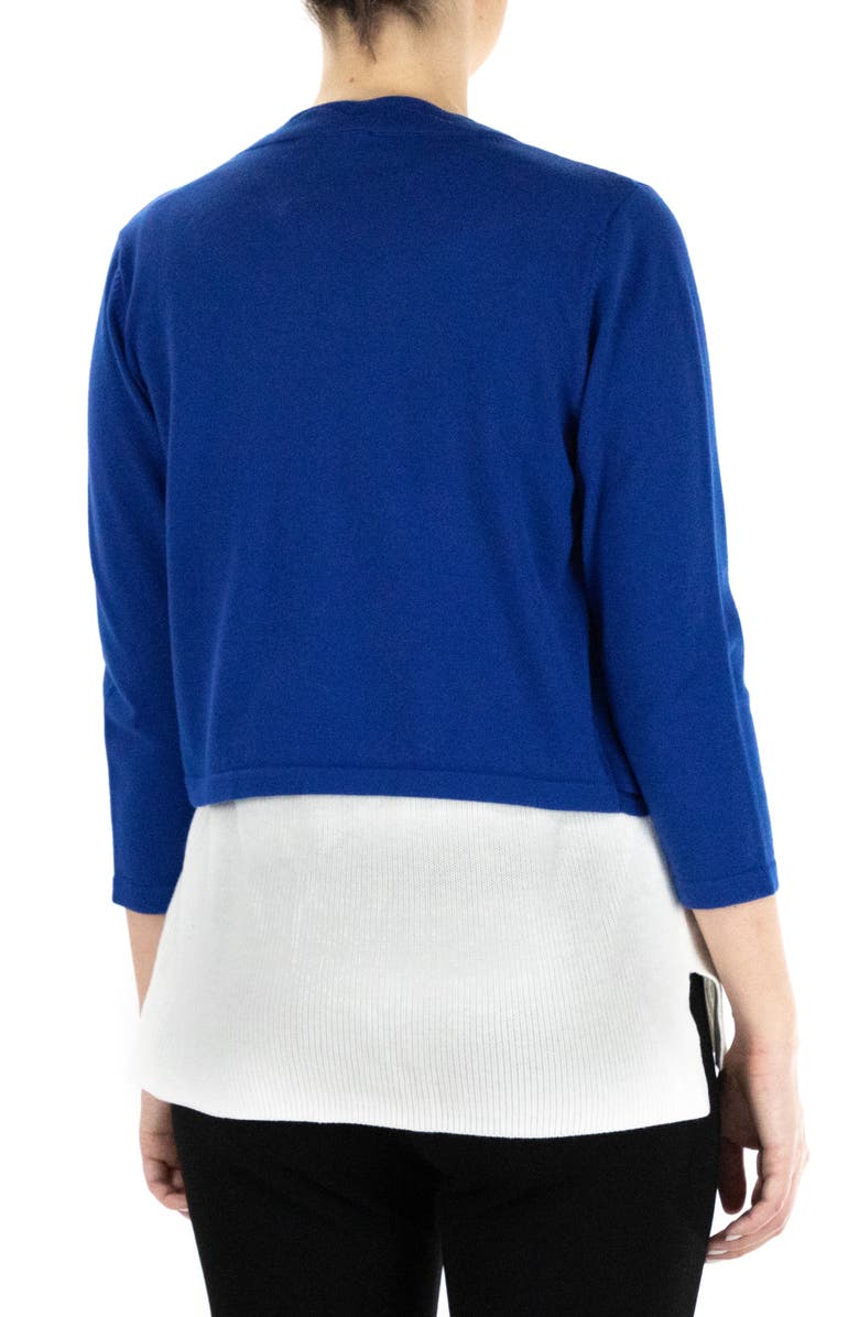 Nina Leonard Scalloped Bolero Shrug Sweater, Alternate, color, Cobalt