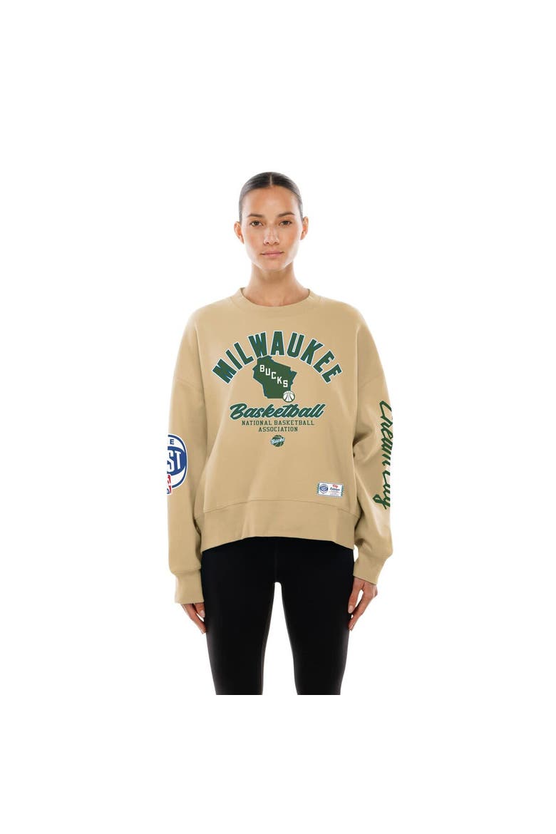 Women's New Era Tan Milwaukee Bucks 2025/26 City Edition Sweatshirt, Main, color, Tan