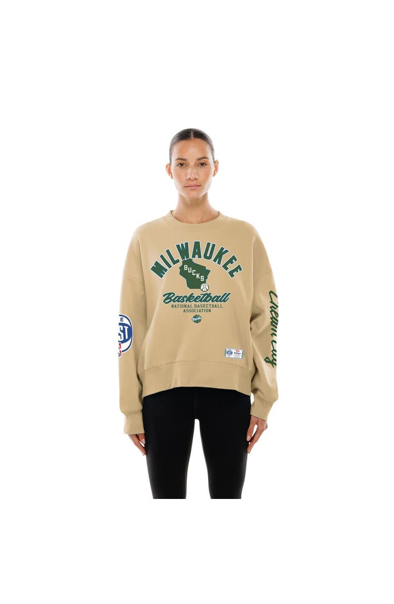 New Era Women's New Era Tan Milwaukee Bucks 2025/26 City Edition Sweatshirt, Main, color, Tan