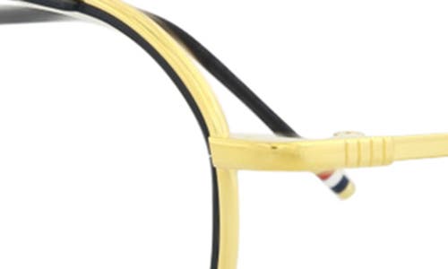 Thom Browne Novelty 53mm Aviator Optical Glasses In Yellow Gold Matte Navy