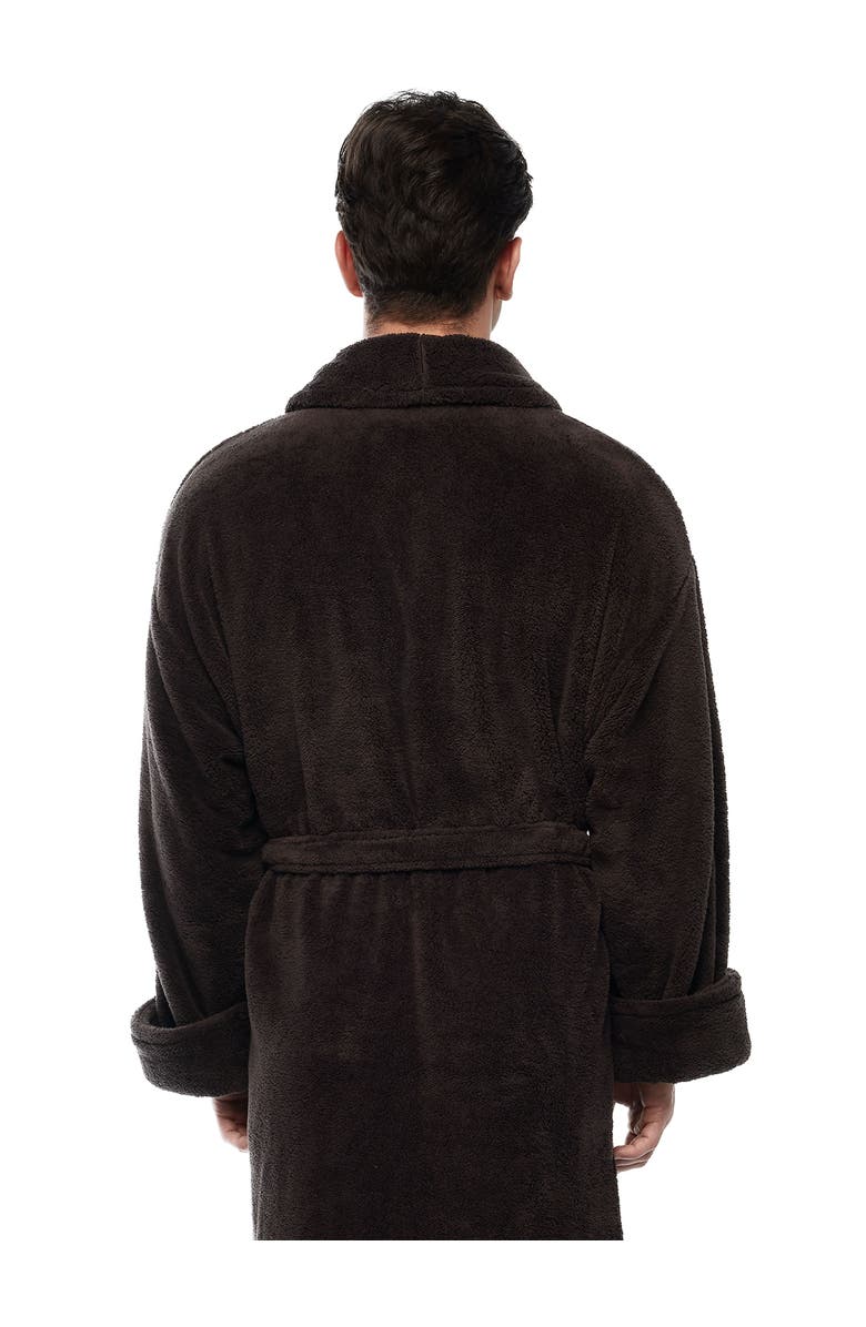 ARUS Mens Shawl Collar Long Fleece Bathrobe, Alternate, color, Black