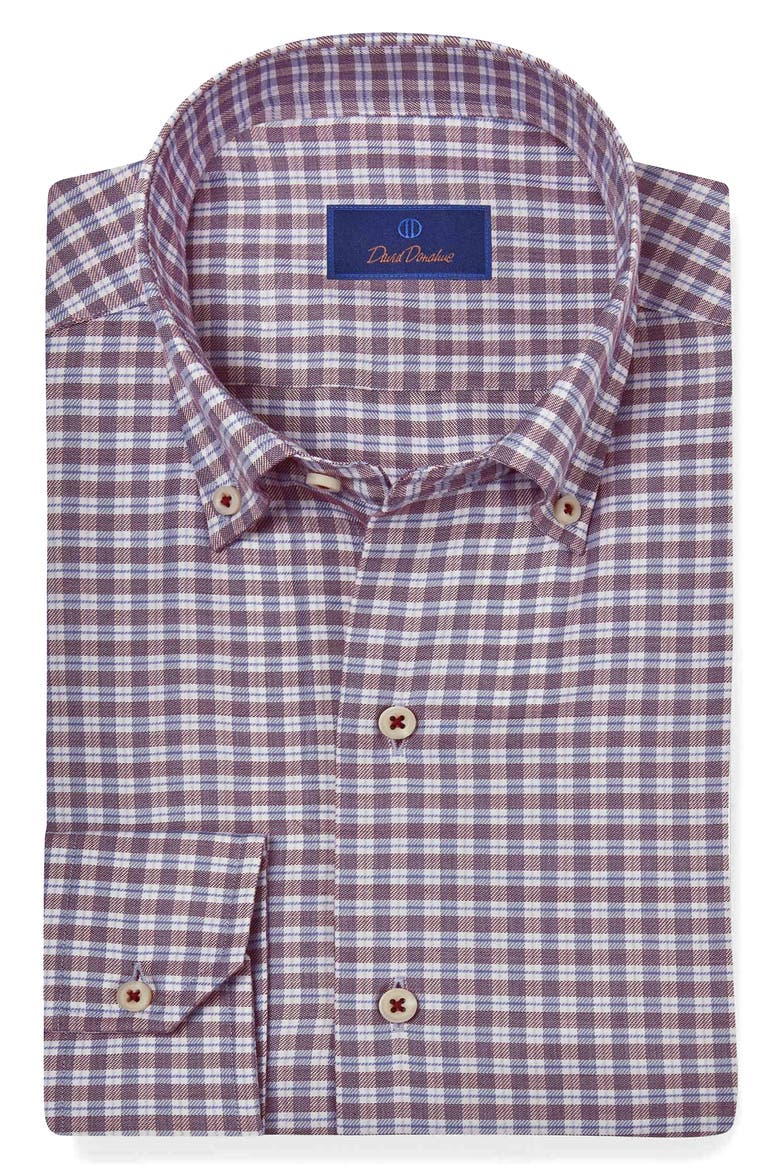 Twill Check Sport Shirt, Main, color, BLUE/ MERLOT