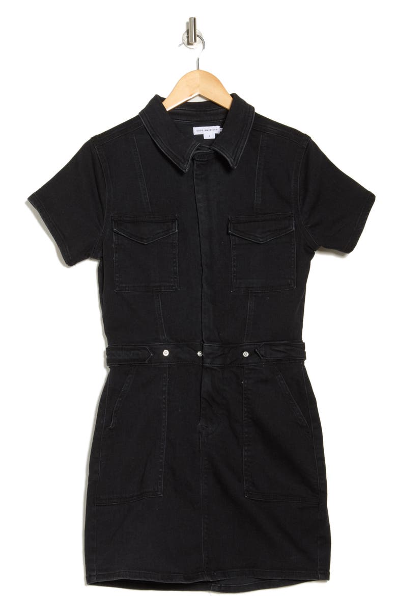 Good American Fit for Success Short Sleeve Denim Minidress, Alternate, color,