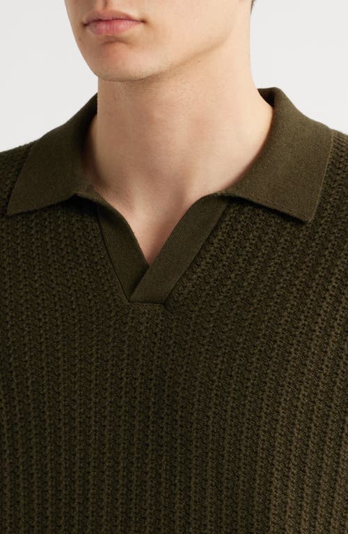 Vince Johnny Collar Sweater In Green
