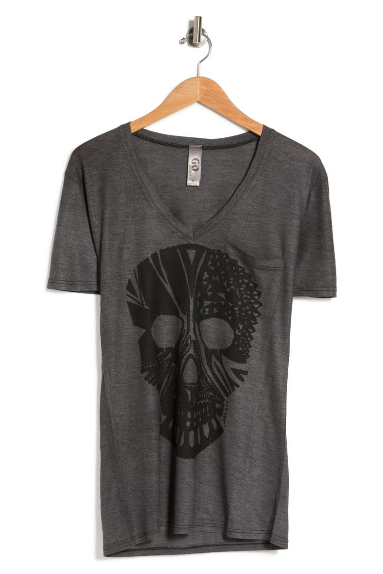 Deep V-Neck Boyfriend Tee, Alternate, color, BLACK DYE 2