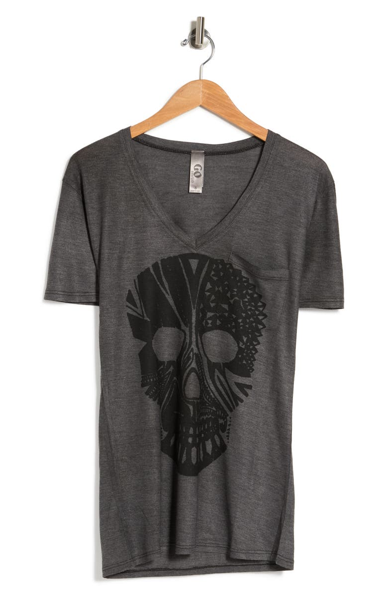 GO COUTURE Deep V-Neck Boyfriend Tee, Alternate, color, Black Dye 2