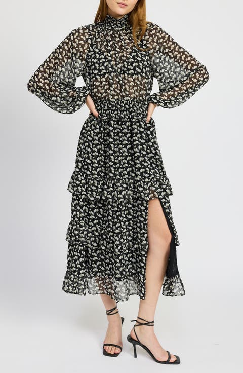 Genevieve Floral Long Sleeve Tiered Dress