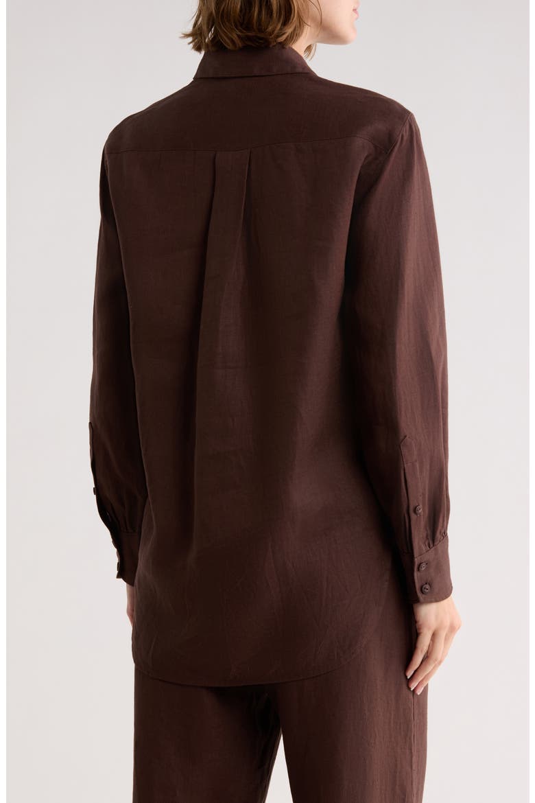 Max Long Sleeve Linen Button-Up Shirt, Alternate, color, ESPRESSO