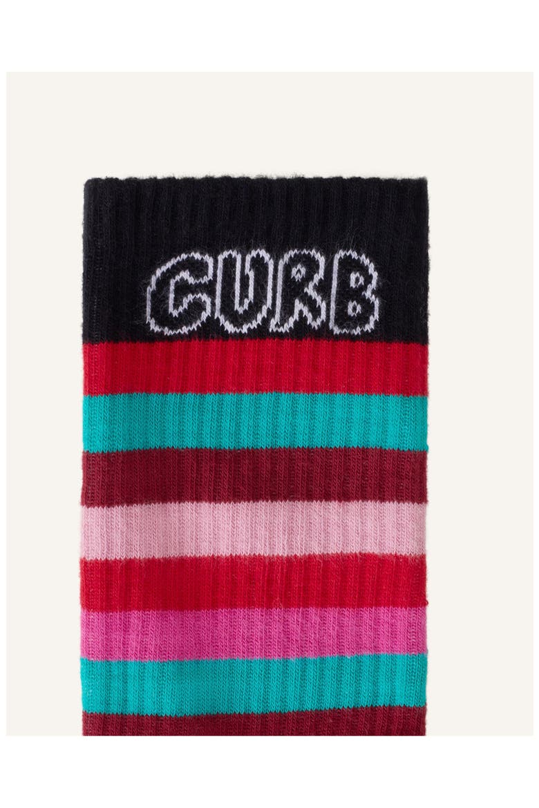 Curb Striped Cotton Socks, Alternate, color, Burgundy/Pink