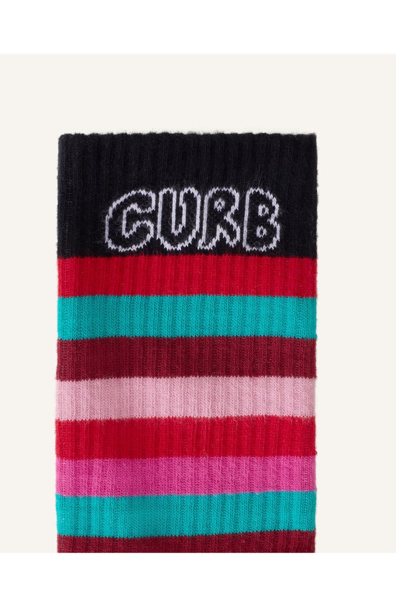 Lanvin Curb Striped Cotton Socks, Alternate, color, Burgundy/Pink