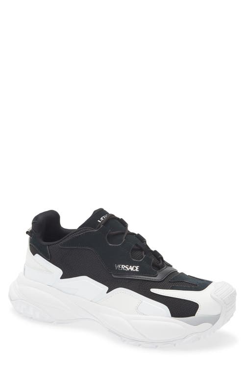 Versace Low Top Sneaker In White Black/palladium