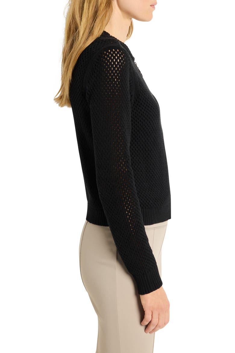 Open Stitch Zip-Up Cardigan, Alternate, color, BLACK ONYX
