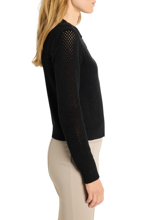 Nz Active By Nic+zoe Open Stitch Zip-up Cardigan In Black Onyx