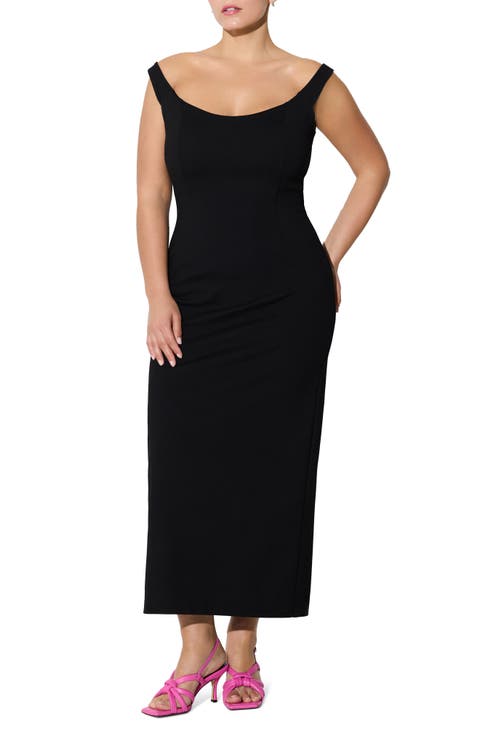 Eliana Off the Shoulder Back Slit Dress