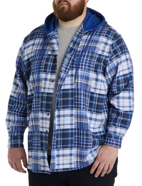 Big & Tall Plaid Hooded Flannel Sport Shirt